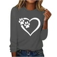 thumbnail image 2 of Wycnly Sale Sweatshirt for Women Fall Fashion Lightweight Comfy Loose Ladies Heart Paws Print Pullover Tshirt Tops Winter Trendy Striped Print Round Neck Long Sleeve Blouses, 2 of 4