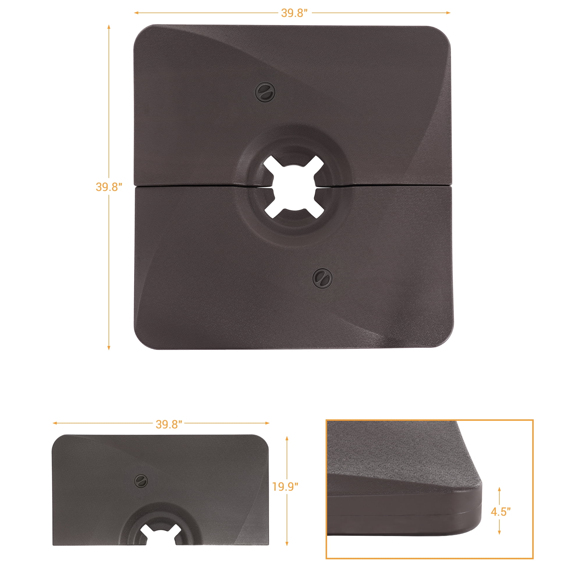 ACEGOSES Patio Cantilever Umbrella Base Filled with Water/Sand HDPE Plastic for Outdoor Offset Umbrellas,Dark Brown
