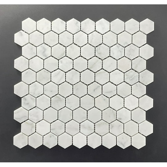 10-Sheets of White Carrara Hexagon Marble Mosaic Tiles / Wall Tile / Floor Tile / Kitchen Backsplash / Bathroom Tile / Shower Tile / Home Decor