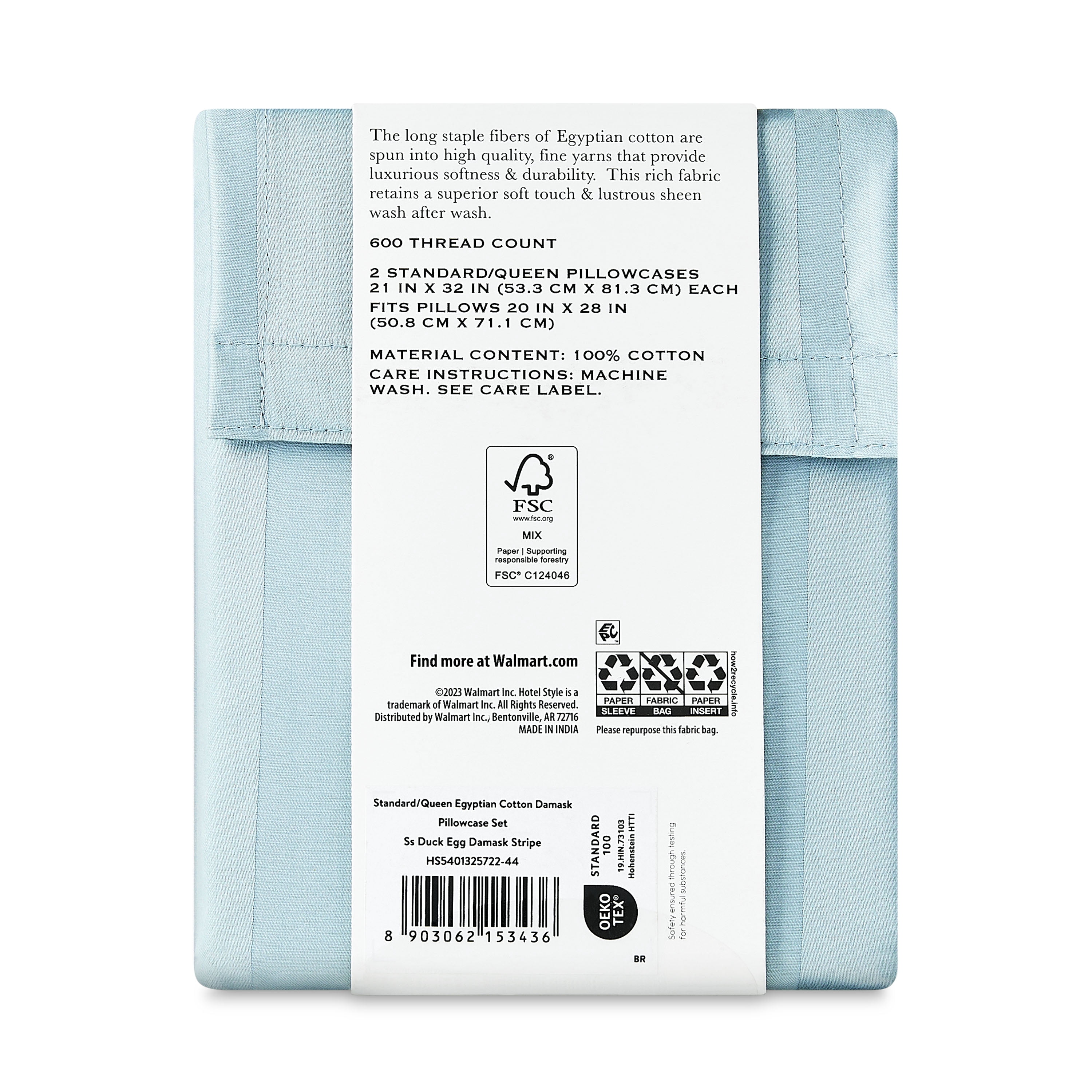 Hotel Style 600 Thread Count Egyptian Cotton Pillowcases, Standard/Queen, 2 Count