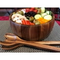 thumbnail image 2 of Kalmar Home 12-Inch Acacia Wood Extra Large Smooth Salad Bowl with Servers, 2 of 3