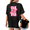 Black, variant on UNISHE Women's Royal Card Graphic Short Sleeve T-Shirts White Playful Crewneck Tops