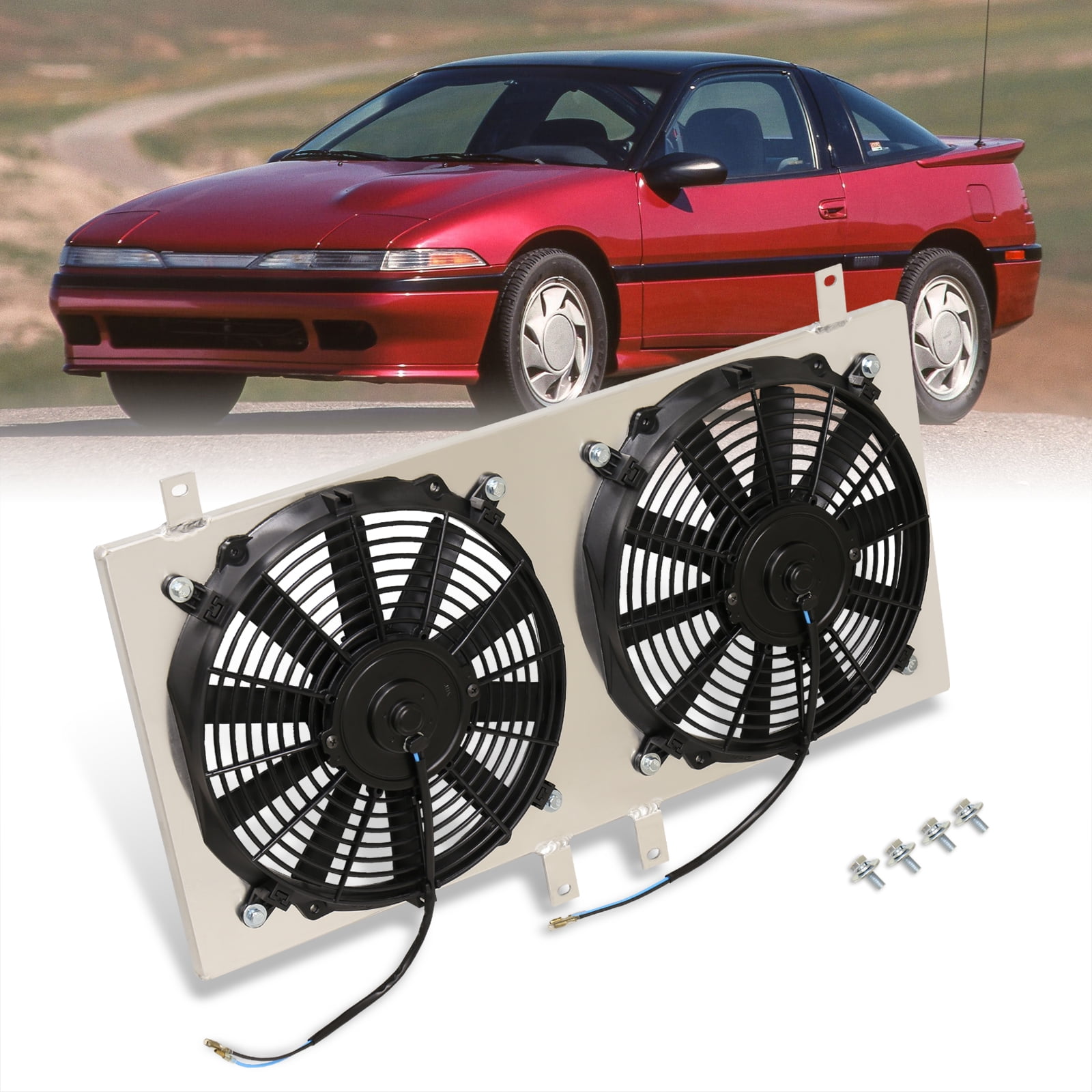 AJP Distributors Engine Cooling Aluminum 12" Dual Radiator Fan Shroud