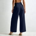 thumbnail image 6 of akafmk Womens High Waist Wide Leg Dress Pants Button Front Pleated Business Casual Pants Stretch Cropped Office Teacher Pants, Size L, 6 of 8