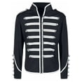 thumbnail image 4 of Men's Steampunk Military Jacket Vintage Marching Band Drummer Costume Gothic Hussar Coat with Metallic Buttons Zipper Front Halloween Parade Cosplay, 4 of 8