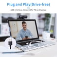 thumbnail image 3 of Yeacher Full HD 1080P Webcam Built-in Microphone Auto Focus USB Computer Camera Cam with Clip-on Base Plug and Play for Desktop PC Laptop Video Calling Conferencing Live Streaming Recording Online, 3 of 8