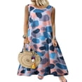 thumbnail image 1 of Robe Maxi Bohème d'Été pour Femmes Sans Manches Grande Taille Décontractée de Plage Évasée, 1 of 3