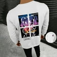 thumbnail image 2 of ZHOGXU Men's Casual Pullover Round Neck Long Sleeve Graphic Print Relaxed Fit Breathable Sweatshirt For Autumn Winter Everyday Wear,White,L, 2 of 6