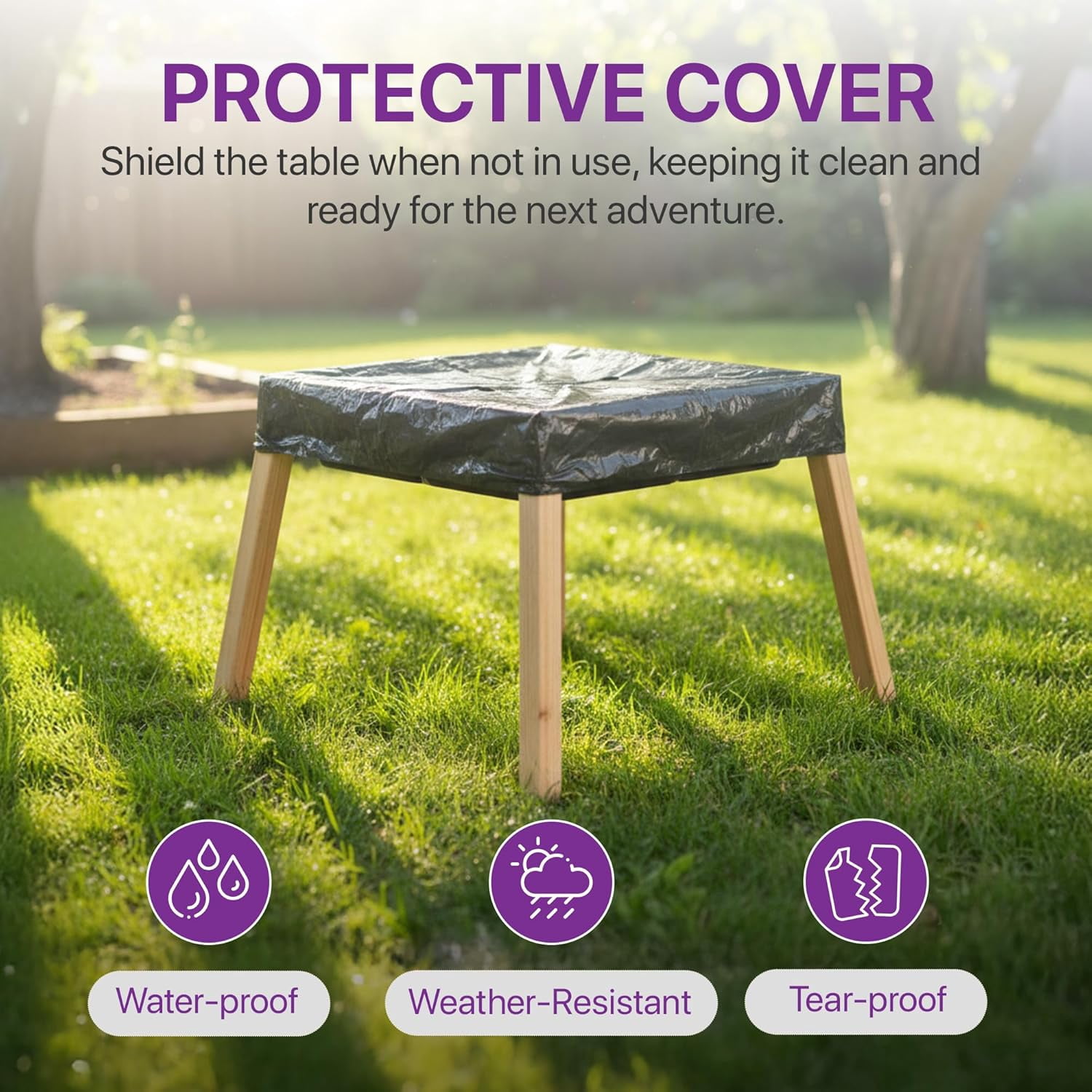 Plum® Wooden Sand and Water Table with Cover - Toddler Sensory Toys, Summer Outdoor Games for Kids, Backyard Build & Splash Activity, Sturdy Sandbox Playset, Weatherproof, Easy to Clean, Age 2+ Years