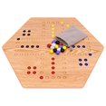 thumbnail image 4 of AmishToyBox.com Wahoo Marble Game Board Set - 20" Wide - Solid Oak Wood - Double-Sided - with Large 18mm Marbles and Dice Included, 4 of 5