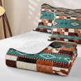 thumbnail image 4 of Erosebridal Patchwork Southwest Twin Quilt Set,Cowhide Aztec Western Striped Twin Coverlet Set For Boys,2pcs, 4 of 7
