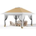 thumbnail image 1 of Ourlova Pavillon Escamotable 12x12 avec Moustiquaire, 4 Sacs de Sable, Tente Extérieure Instantanée, 1 of 7