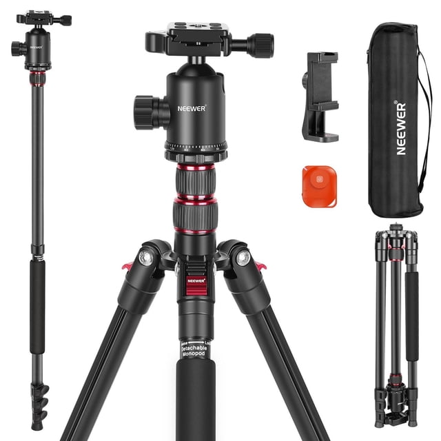 Trípode Monopie NEEWER Negro Viaje con Control Remoto y Cabezal 360° para Cámara DSLR de Aluminio