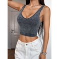 thumbnail image 5 of Women'S Sleeveless Crop Tops Ribbed Square Neck Cropped Tank Top Black L, 5 of 7