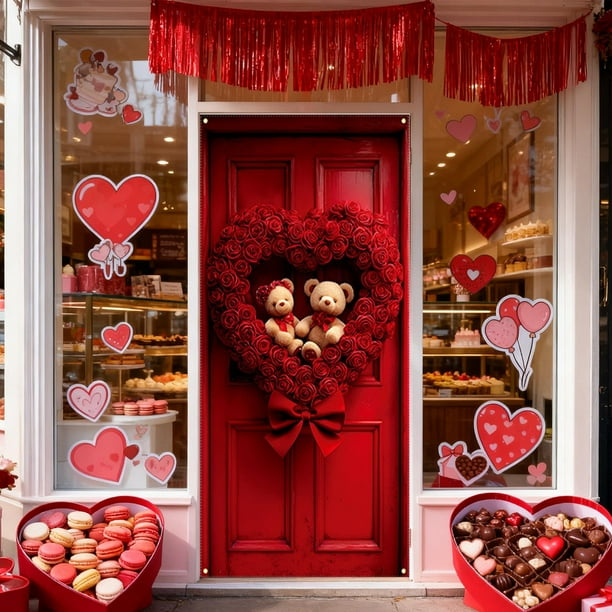 Cortina de Puerta de San Valentín de 35 X 72 Pulgadas, Decoración de Puerta y Pared para San Valentín, Festival, Fiesta