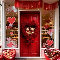 Meggemo 35x71 Inch Valentine's Day Door Cover Romantic Pattern Decorative Door Curtain for Home Entryway Holiday Decoration Adds Sweet Atmosphere to Valentine's Day Celebrations