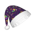 thumbnail image 2 of Kowoue Mardi Gras and Donuts Pattern Santa Hat Christmas Hats for Adults, Holiday Unisex Velvet Comfort Xmas Hat for Women Men, 2 of 6
