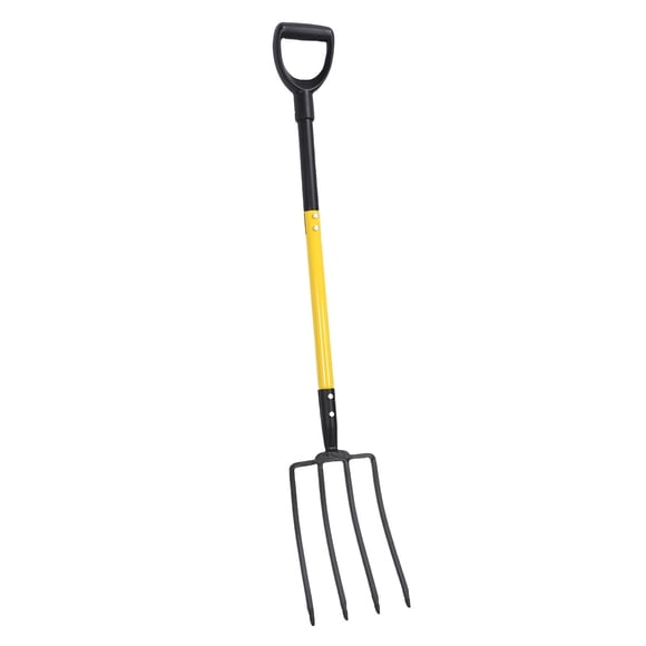 Compost Fork, Metal Y Grip 46 Inch 4 Tines Pitchfork Hardwood Handle Anti Crack for Gardening Digging Composting Spading