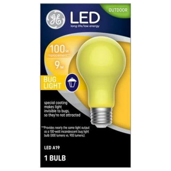 GE 93129711 LED Outdoor Yellow Bug Light, Medium Base, 9 Watt