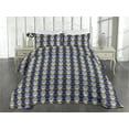 thumbnail image 2 of Ambesonne Abstract Quilted Coverlet 3 Pcs, Swirly Geometric Lines Art, King Size, Night Blue and Sand Brown, 2 of 4