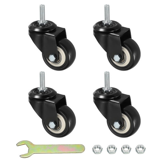 Unique Bargains 2 Inch Swivel Threaded Stem Casters 5/16'-18UNC Thread PU Caster Wheel 110lbs Load, Black 4pcs
