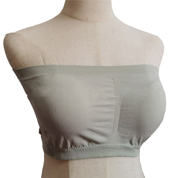 Wireless Bra Strapless Bras Bandeau Accessories Tube Top Pull-On Closure  Good Elasticity for Off Shoulder Clothes Dress Gown olive green 