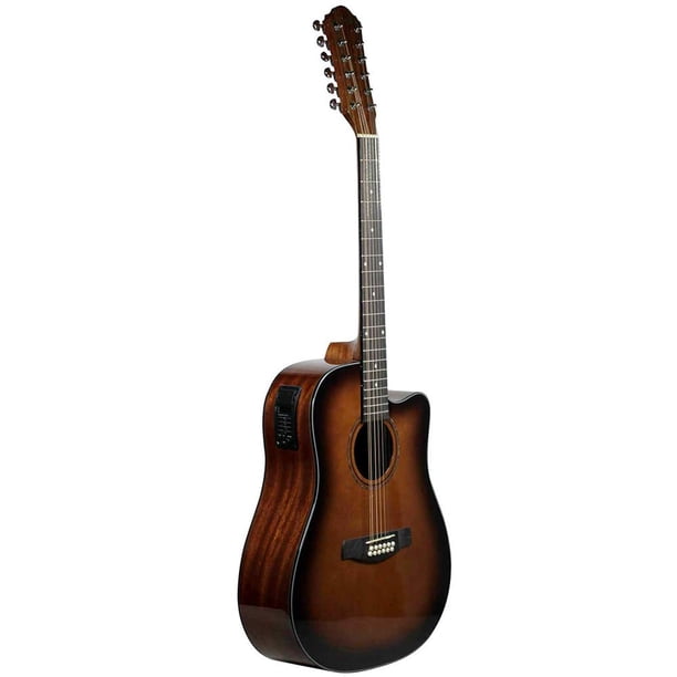 LA SEVILLANA Guitarra Electroacústica de 12 cuerdas tipo texana TX-1200CEQ color sombreado