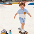 thumbnail image 5 of Kaprioy Boys Summer Outfits Boys Clothes Set 6 12 18 24 Months 2T 3T Solid Color Lapel Short Sleeve Single-Breasted Tops + Shorts Outfits, 5 of 5