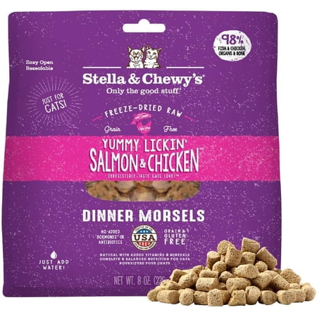 Stella & Chewy s Freeze-Dried Morsels for Cats - Yummy Lickin Salmon & Chicken - 8 Ounce Bag