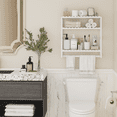 thumbnail image 3 of Bamworld Bamboo Bathroom Shelves Organizer Towel Rack for Storage White Adjustable 3 Tiers Floating Shelf over the Toilet Storage with Hanging Rod XXL, 3 of 6