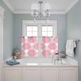 thumbnail image 3 of 2 Panels Kitchen Tier Curtains 39 Inch Length, Pink Dahlia Grommets Window Treatment Curtain, Farmhouse Abstract Grey Floral Patterned Thermal Curtains Drapes for Living Room/Bathroom, 3 of 9