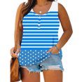 thumbnail image 4 of Jalioing Tank Tops for Women Plus Size Striped Print Scoop Neck Button Tees Oversized Summer Casual Sleeveless Shirts, 4 of 5