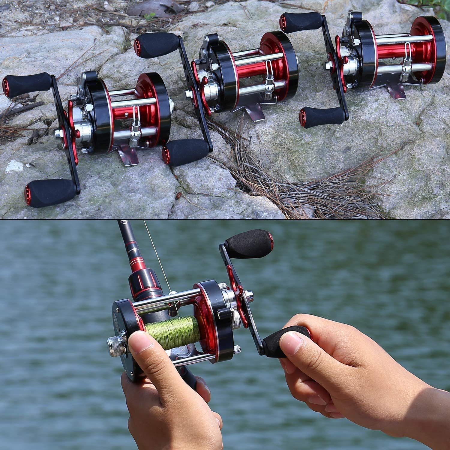 Sougayilang Round Baitcasting Reel Reinforced Metal Body EVA Left/Right Handle Conventional Fishing Reel - image 4 of 7