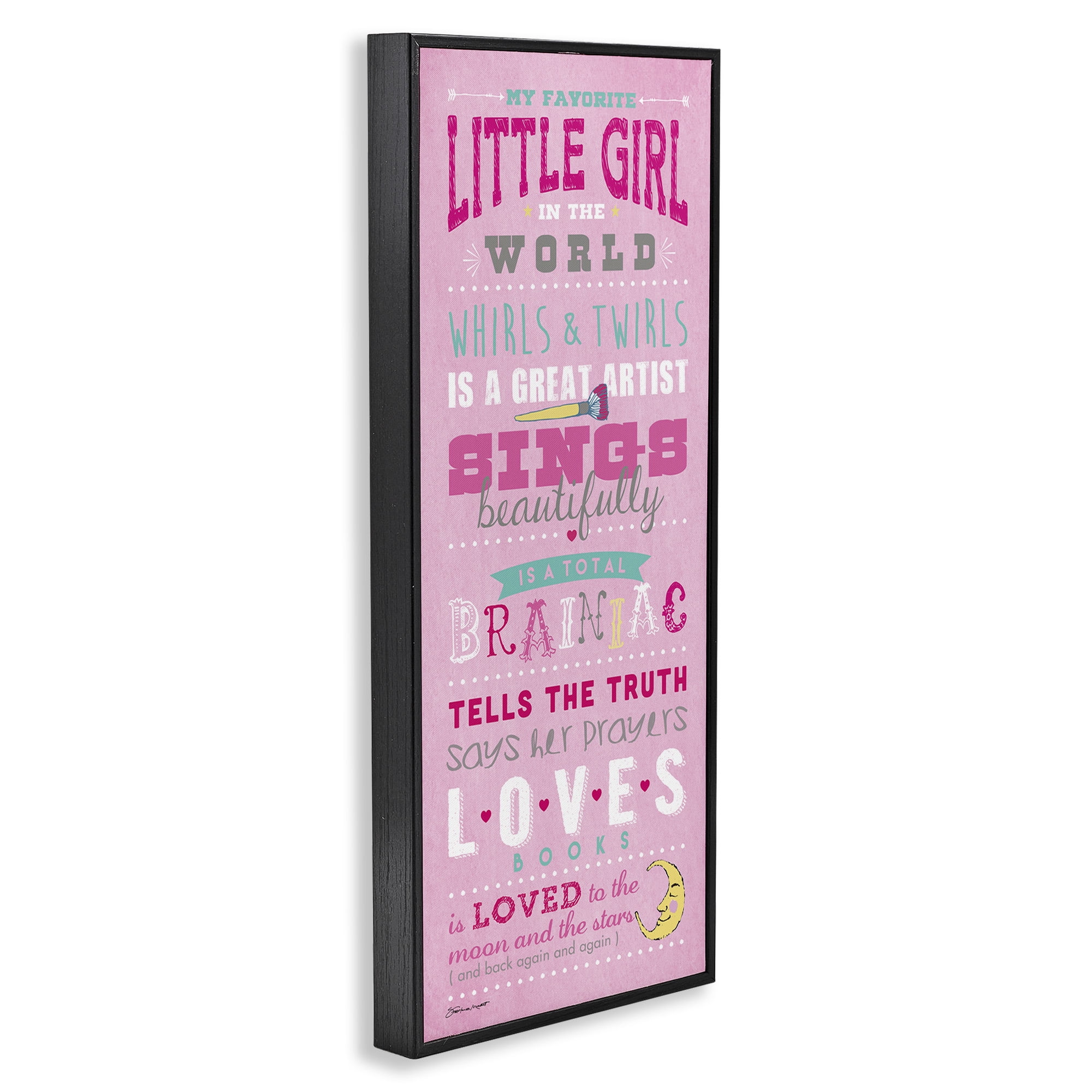 Stupell Industries Favorite Little Girl In The World Art for Kids Painting Black Framed Art Print Wall Art, 10 x 24