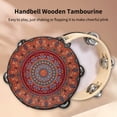 thumbnail image 4 of 7-Inch Wooden Handheld Tambourine with Double Row 10 Metal Jingles - Musical Percussion Instrument for Kids, Adults, Church, KTV, Parties, 4 of 6