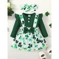 thumbnail image 3 of Gupgi 0-12M Infant Girl Irish Festivals Outfits Ribbed Long Sleeve Romper with Shamrock Suspender Skirt and Headband, 3 of 9