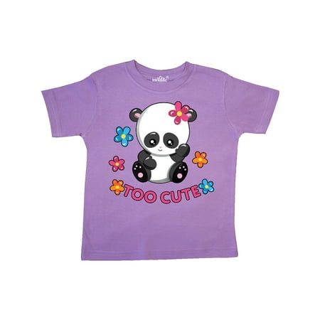 

Inktastic Too Cute Baby Panda with Flowers Gift Toddler Toddler Girl T-Shirt