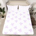 thumbnail image 2 of Feelyou Dreamy Purple Bow Kid Bed Sheets, Bowknot Butterfly King Sheets, 4-Piece, 2 of 7