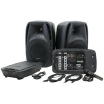 Gemini Bluetooth Portable PA System with Speakers, Mixer, and Wired Microphone, Black, ES-210MXBLUPT