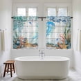 thumbnail image 4 of Jellyfish Coastal Tier Curtains 54 Inch Length, Summer Nautical Starfish Coral Grey Wooden Cafe Short Curtains for Bathroom Sink, Small Kitchen Curtain Light Filtering Drapes 2 Panels 27.5"Wx54"L, 4 of 8