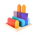thumbnail image 3 of Juguete educativo para niños y niñas: juego de construcción de madera de tilo, bloques de madera apilables para casas, 3 of 8