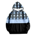 thumbnail image 4 of XIAONU Womens Hoodies Trendy Checkered Printed Drawstring Hoodie Long Sleeved Baggy Pocket Color Blocked Pullover Sport Hoodie, 4 of 4
