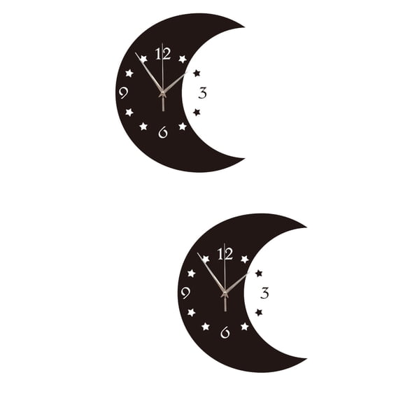 SKISUNO Creative Black Hanging Clock Silent Artistic Home Use 2Pcs