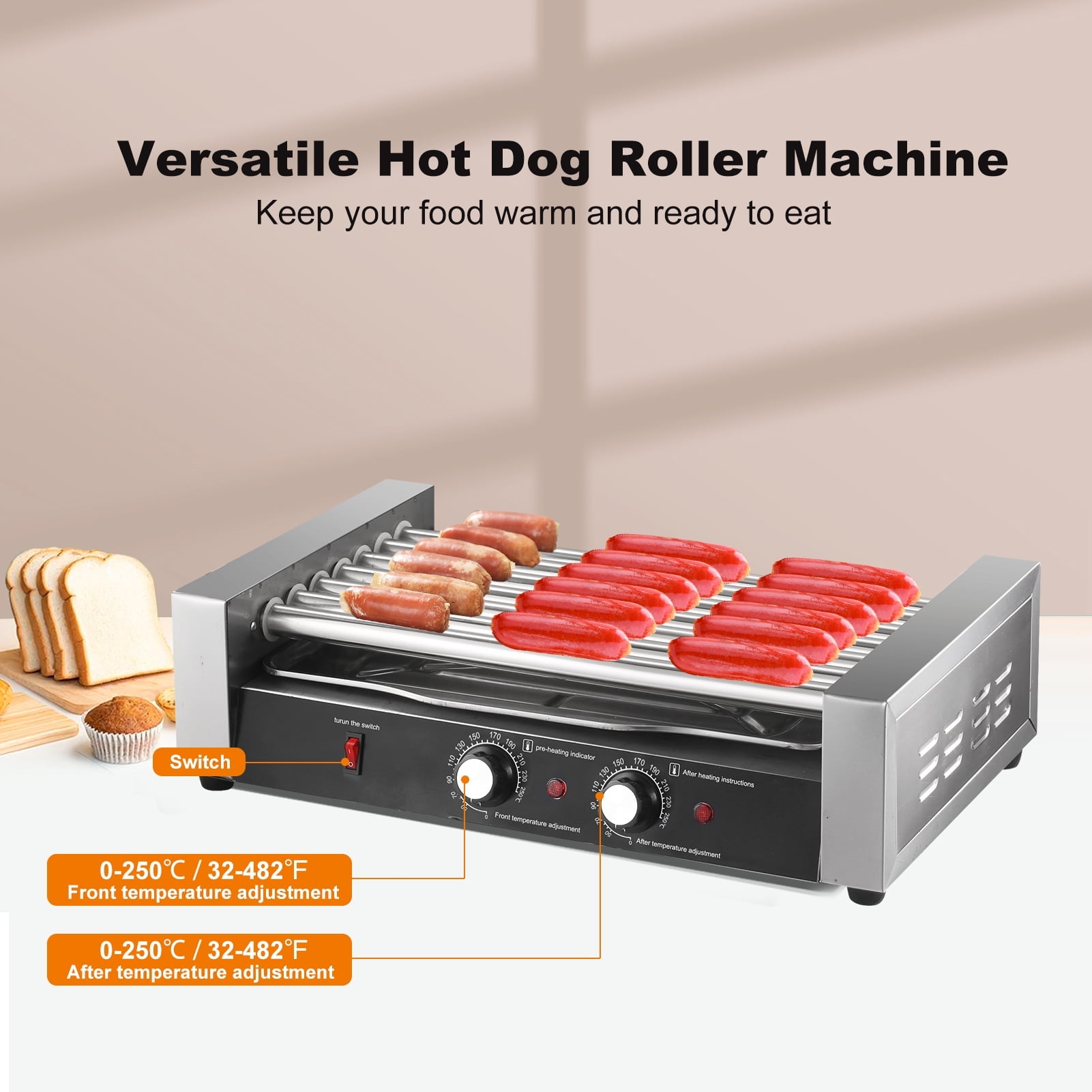 Giantex Home Hot Dog Maker, Non-Stick Rollers, 18 Sausage Grill