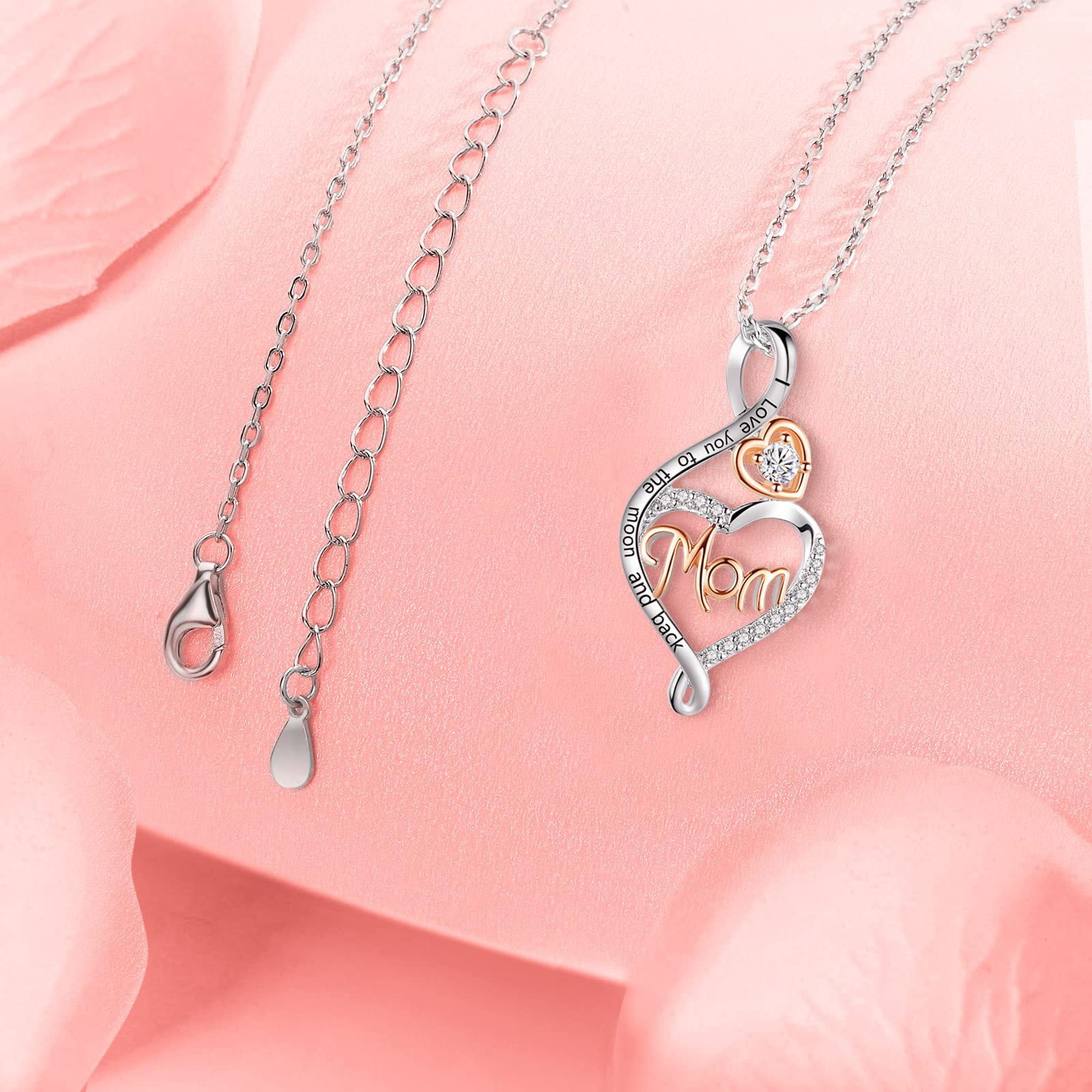925 silver inlaid with diamonds Gifts for Women, Sterling Silver Mom Nana Grandma Necklace for Women, Birthday Mothers Day Jewelry Gifts for Mom Grandma Wife from Daughter Son