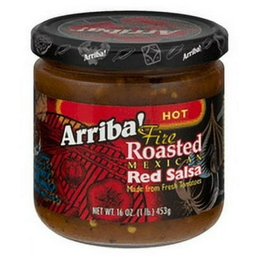 Pack of 6, Arriba Hot Fire Roasted Mexican Red Salsa, 16 oz