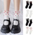 thumbnail image 4 of Style 1 Calcetines de tripulación para estudiantes de escuela Harajuku con adornos de volantes Vintage de puntos bonitos para mujer, 4 of 5