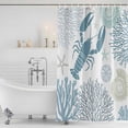 thumbnail image 4 of Teal Blue Coastal Waterproof Fabric Shower Curtain,Summer Lobster Coral Nautical Waterproof Fabric Shower Curtain for Bathroom Curtains Bathtubs Hotel Shower Curtains with 12 Hooks Small 36x72in, 4 of 8