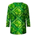 thumbnail image 5 of Mceream T-Shirt de la Saint-Patrick pour Femmes Drôle Manches 3/4 Hauts Mignons Décontractés Col Rond T-Shirts Graphiques Trèfle Imprimé Floral 2026 Hauts Chemisiers Grande Taille Vert TG, 5 of 5