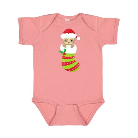 

Inktastic Christmas Sloth Sloth In Christmas Stocking Gift Baby Boy or Baby Girl Bodysuit